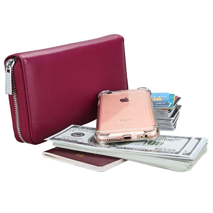 Antimagnetic RFID Large Capacity Long Style Genuine Leather Passport Package / Multifunctional an...