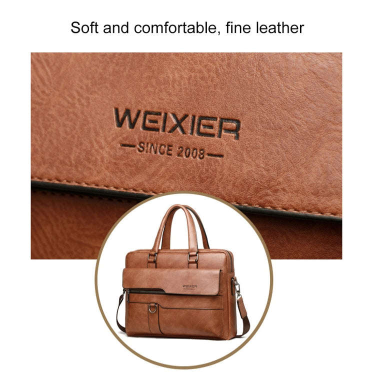 WEIXIER 8619 Retro Style PU Leather Handbag Shoulder Bag Crossbody Bag for Men, Size: 38 x 30 x 1...