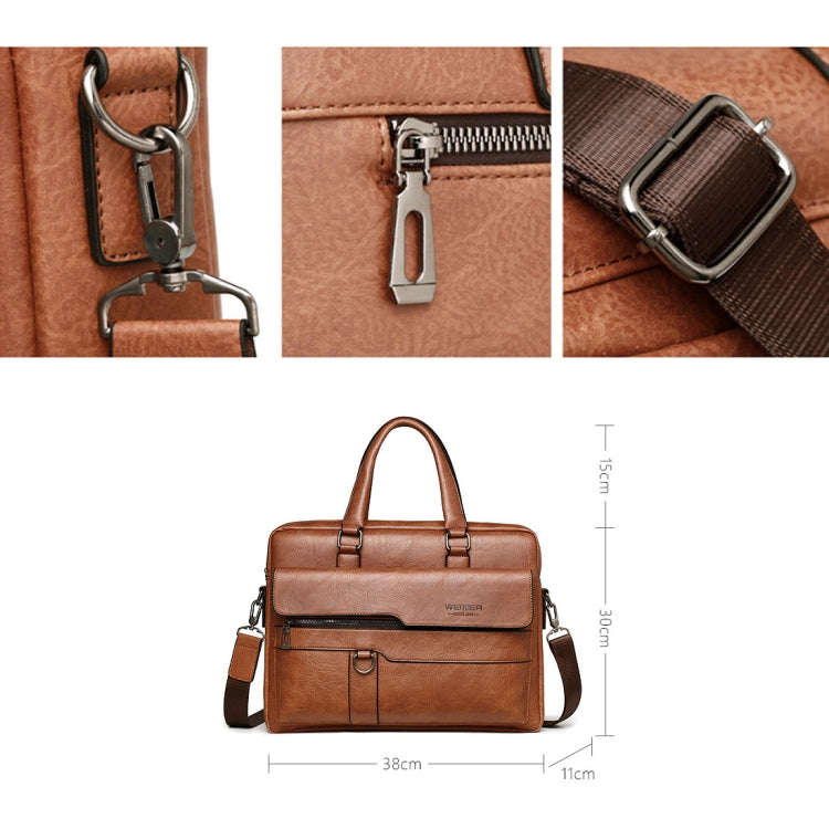 WEIXIER 8619 Retro Style PU Leather Handbag Shoulder Bag Crossbody Bag for Men, Size: 38 x 30 x 1...