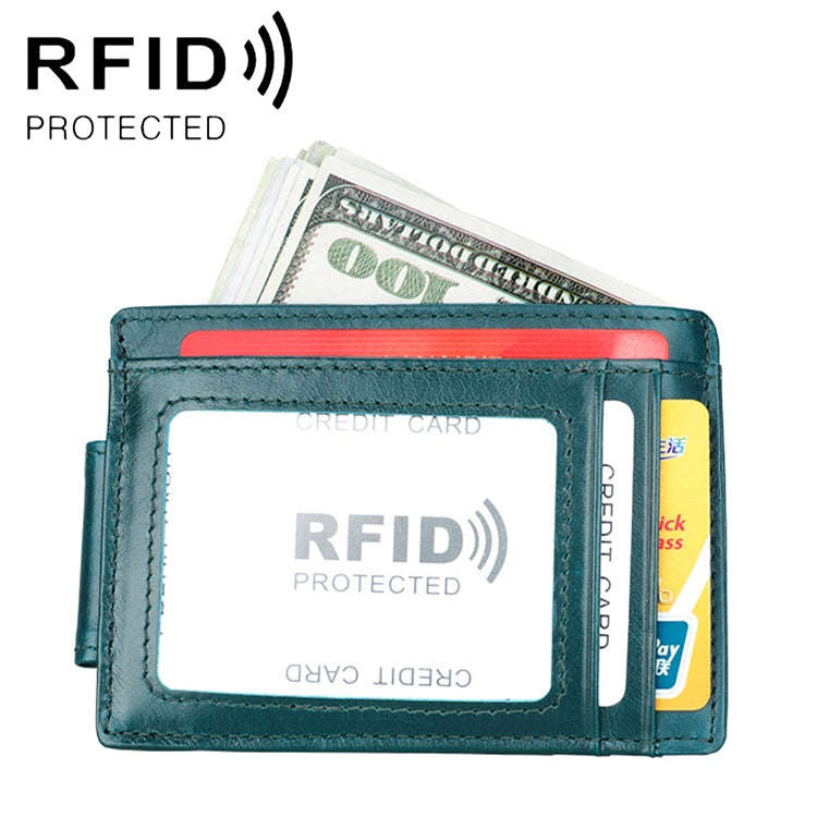 KB80 Antimagnetic RFID Crazy Horse Texture Oil Wax Leather Card Holder Wallet Billfold for Men an...