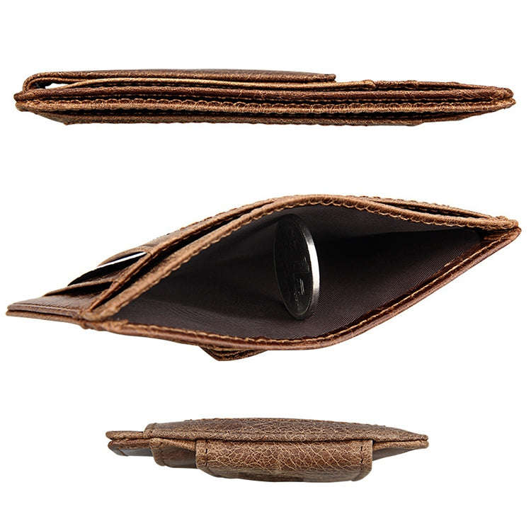 KB80 Antimagnetic RFID Crazy Horse Texture Oil Wax Leather Card Holder Wallet Billfold for Men an...
