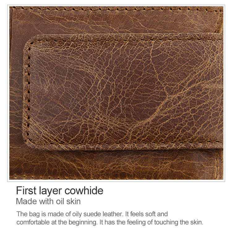 KB80 Antimagnetic RFID Crazy Horse Texture Oil Wax Leather Card Holder Wallet Billfold for Men an...