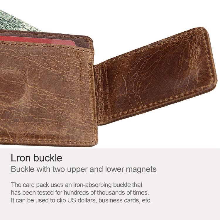 KB80 Antimagnetic RFID Crazy Horse Texture Oil Wax Leather Card Holder Wallet Billfold for Men an...