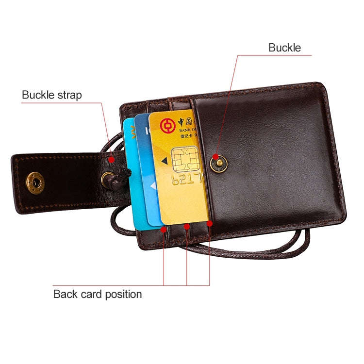 KB153 Antimagnetic RFID Leather Card Holder ID Card Badge with Lanyard(Black)