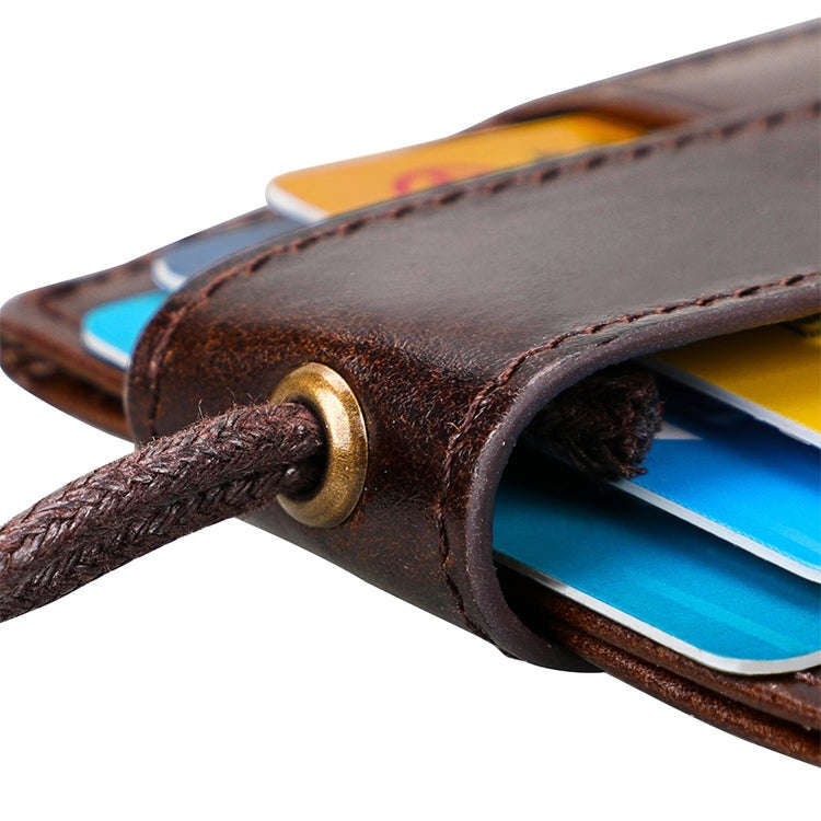 KB153 Antimagnetic RFID Leather Card Holder ID Card Badge with Lanyard(Coffee)