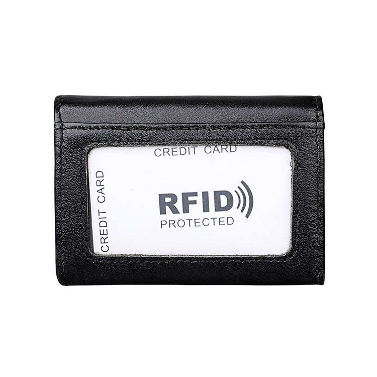 KB171 Antimagnetic RFID Crazy Horse Texture Leather Card Holder Wallet for Men and Women(Black)
