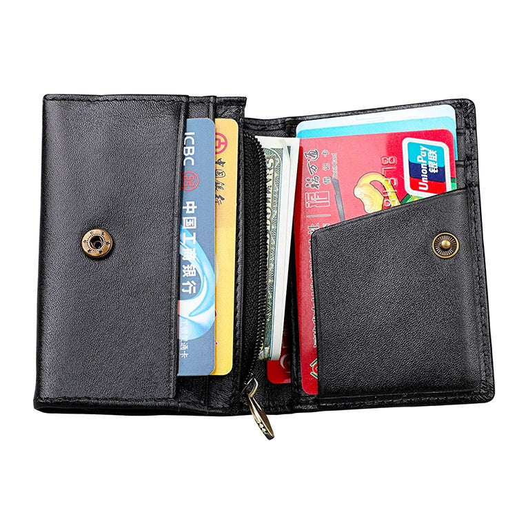 KB171 Antimagnetic RFID Crazy Horse Texture Leather Card Holder Wallet for Men and Women(Black)