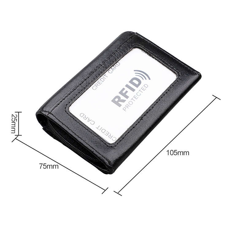 KB171 Antimagnetic RFID Crazy Horse Texture Leather Card Holder Wallet for Men and Women(Black)