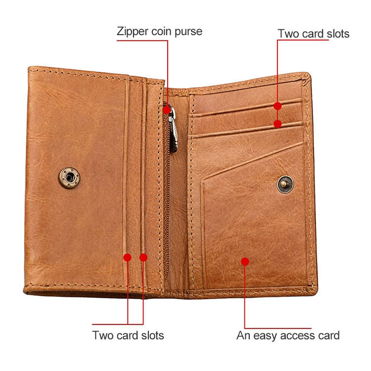KB171 Antimagnetic RFID Crazy Horse Texture Leather Card Holder Wallet for Men and Women(Black)