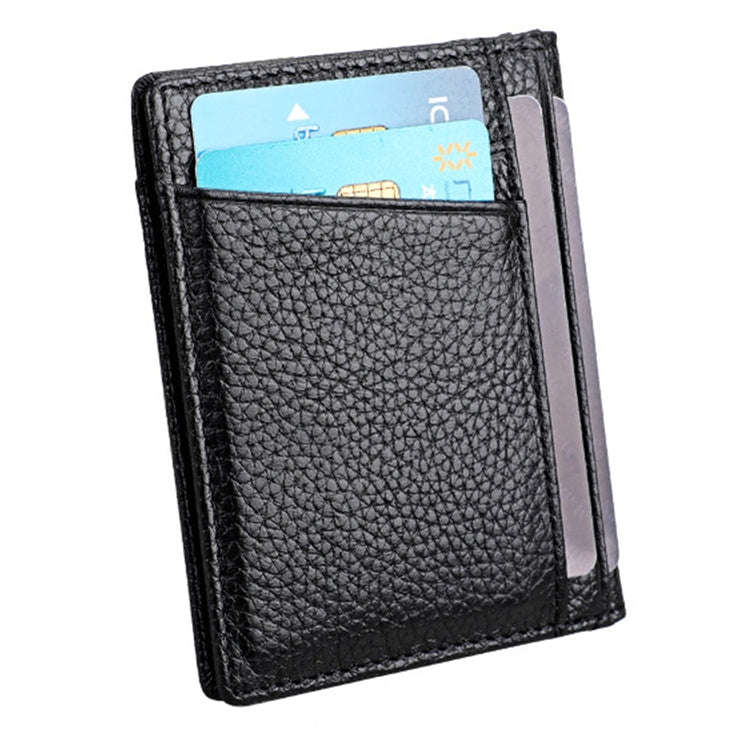 KB173 Ultrathin Litchi Texture Leather Card Holder Certificate Bag(Black)