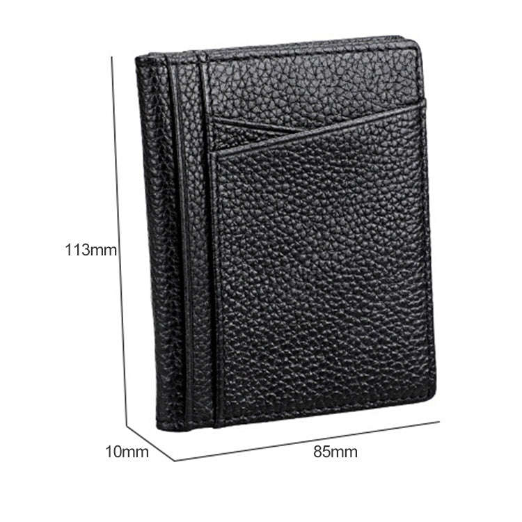 KB173 Ultrathin Litchi Texture Leather Card Holder Certificate Bag(Black)
