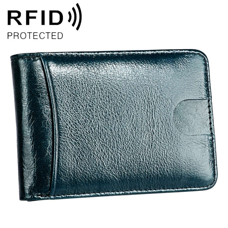 KB186 Antimagnetic RFID Mini Crazy Horse Texture Leather Billfold Card Wallet for Men and Women(B...