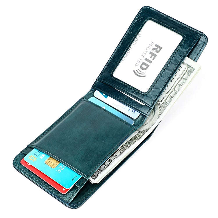 KB186 Antimagnetic RFID Mini Crazy Horse Texture Leather Billfold Card Wallet for Men and Women(B...