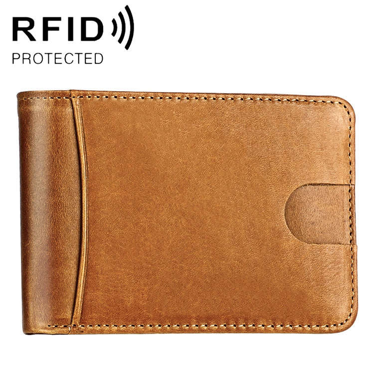 KB186 Antimagnetic RFID Mini Crazy Horse Texture Leather Billfold Card Wallet for Men and Women(Y...