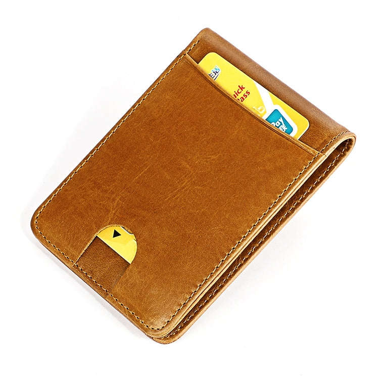 KB186 Antimagnetic RFID Mini Crazy Horse Texture Leather Billfold Card Wallet for Men and Women(Y...