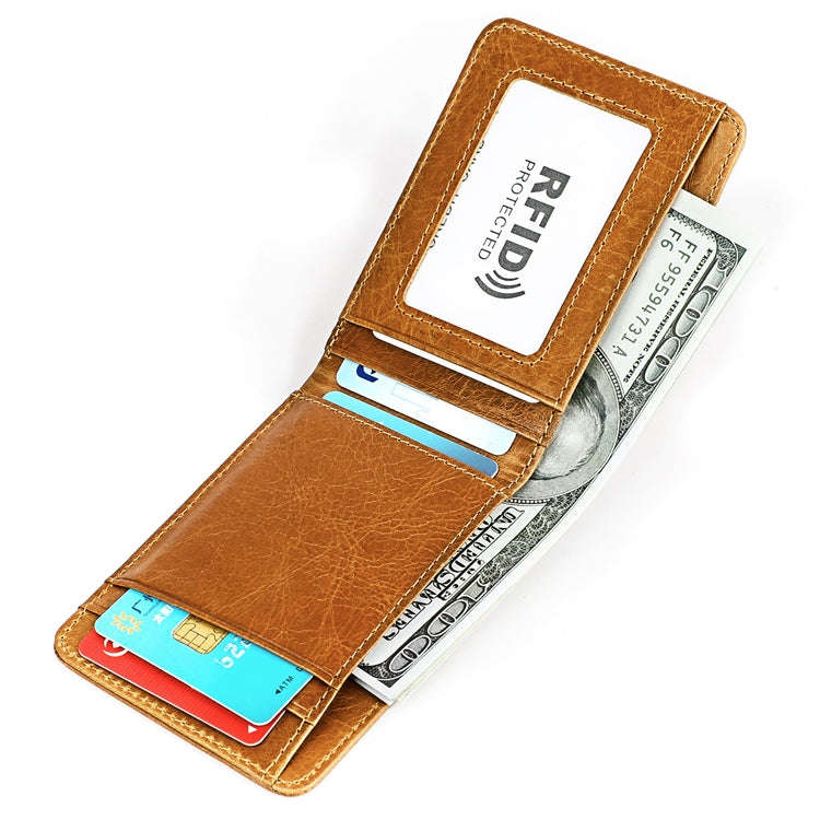 KB186 Antimagnetic RFID Mini Crazy Horse Texture Leather Billfold Card Wallet for Men and Women(Y...