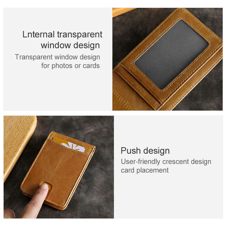 KB186 Antimagnetic RFID Mini Crazy Horse Texture Leather Billfold Card Wallet for Men and Women(Y...