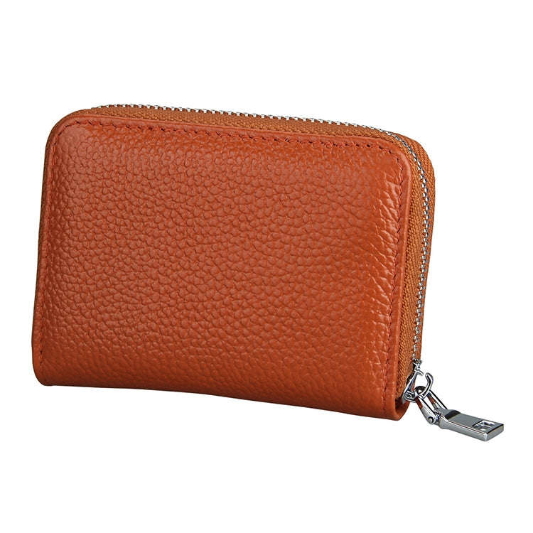 KB205 Antimagnetic RFID Litchi Texture Leather Zipper Large-capacity Card Holder Wallet(Brown)