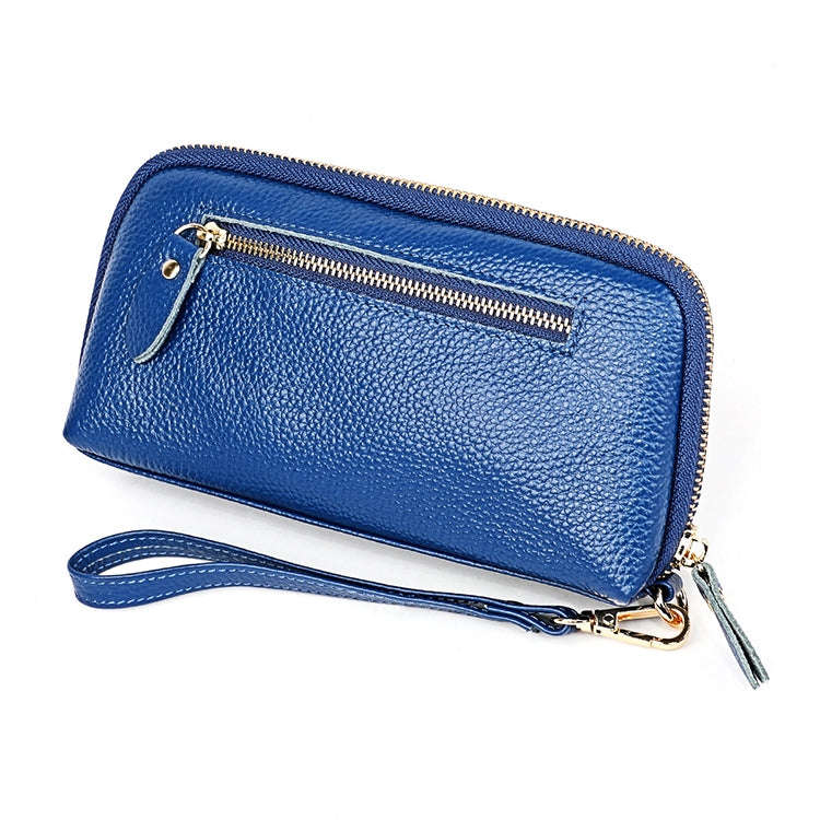 2023 Multifunctional Litchi Texture Women Large Capacity Hand Wallet with Card Slots(Blue)