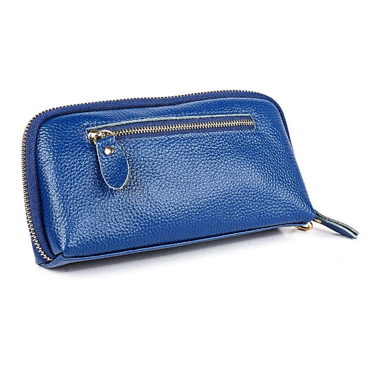 2023 Multifunctional Litchi Texture Women Large Capacity Hand Wallet with Card Slots(Blue)