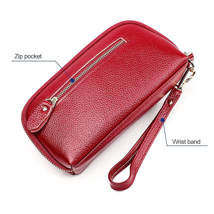 2023 Multifunctional Litchi Texture Women Large Capacity Hand Wallet with Card Slots(Blue)