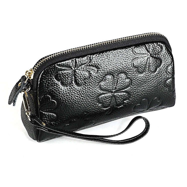 2026 Multifunctional Litchi Texture Women Large Capacity Hand Wallet Shell bag with Card Slots(Bl...