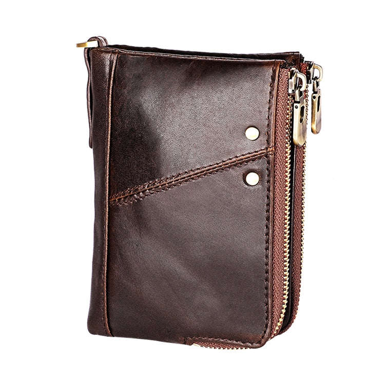 3533 Antimagnetic RFID Top-grain Leather Crazy Horse Texture Men Business Leisure Wallet (Coffee)