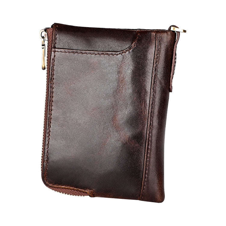 3533 Antimagnetic RFID Top-grain Leather Crazy Horse Texture Men Business Leisure Wallet (Coffee)