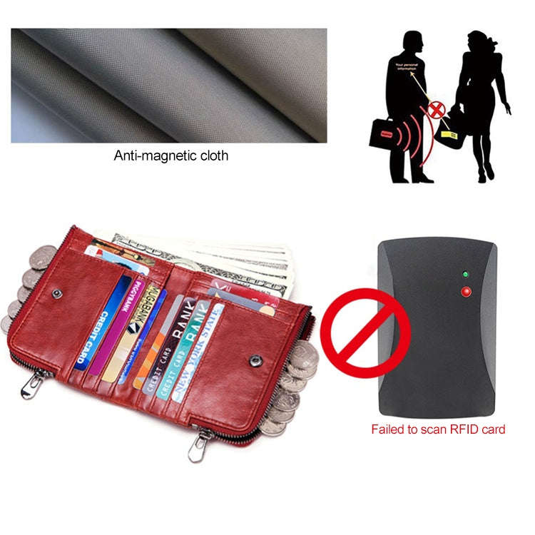 3533 Antimagnetic RFID Top-grain Leather Crazy Horse Texture Men Business Leisure Wallet (Coffee)