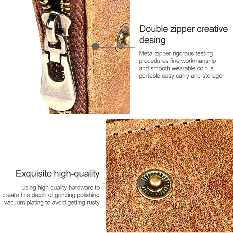 3533 Antimagnetic RFID Top-grain Leather Crazy Horse Texture Men Business Leisure Wallet (Blue)