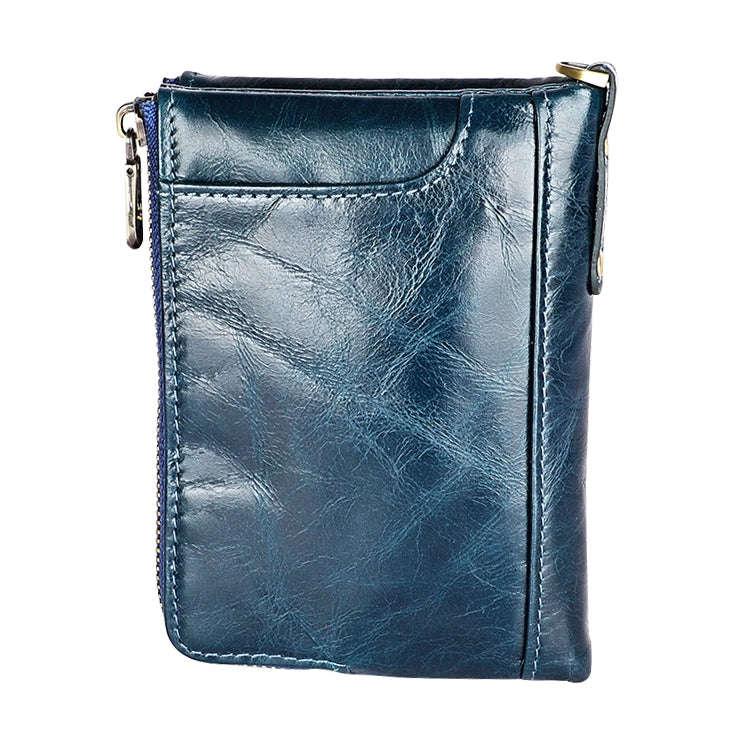 3533 Antimagnetic RFID Top-grain Leather Crazy Horse Texture Men Business Leisure Wallet (Blue)