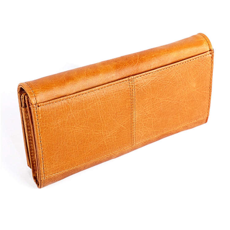 3559 Antimagnetic RFID Multi-function Zipper Retro Top-grain Leather Lady Purse Wallet (Yellowish...