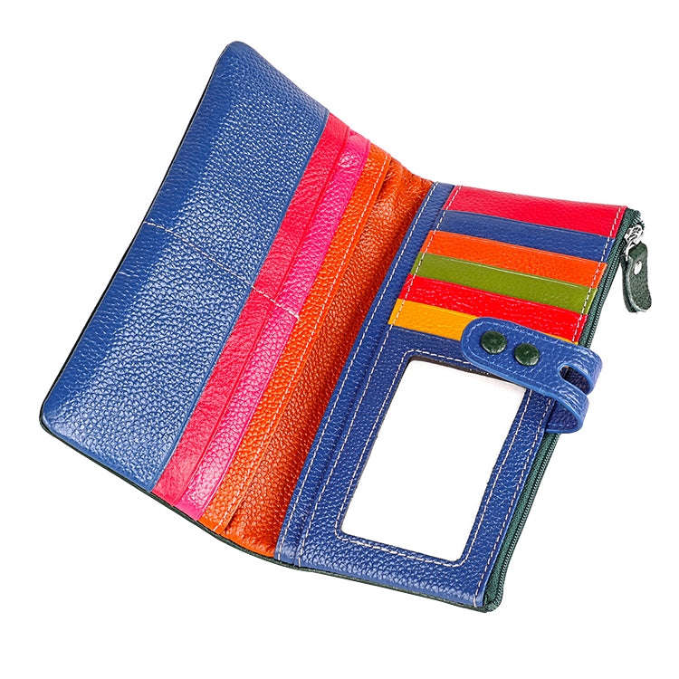 3572 Litchi Texture Leather Zipper Lady Wallet Large-capacity Purse(Dark Green)