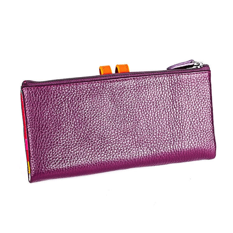 3572 Litchi Texture Leather Zipper Lady Wallet Large-capacity Purse(Purple)