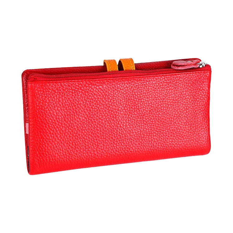 3572 Litchi Texture Leather Zipper Lady Wallet Large-capacity Purse(Red)
