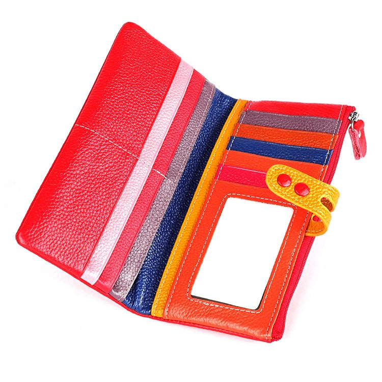 3572 Litchi Texture Leather Zipper Lady Wallet Large-capacity Purse(Red)