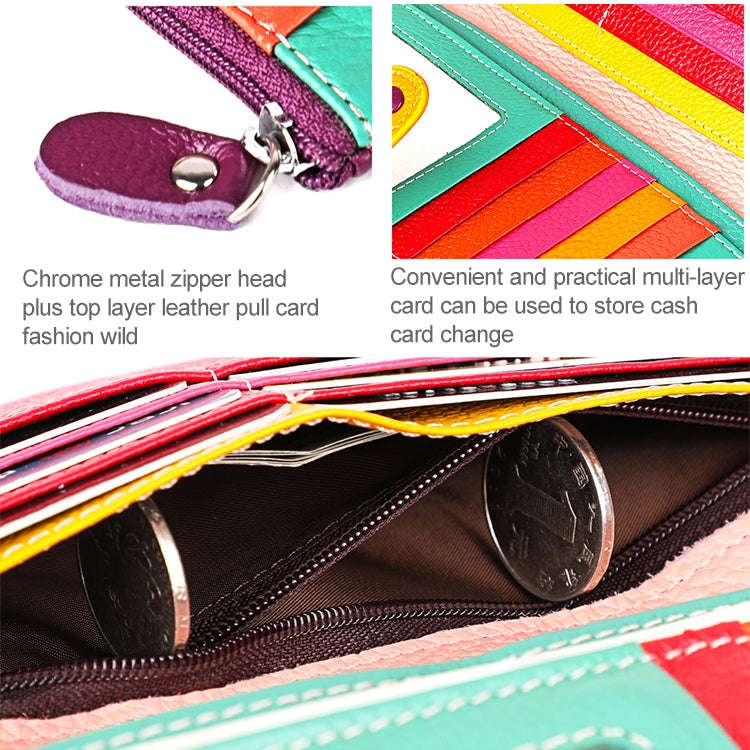 3572 Litchi Texture Leather Zipper Lady Wallet Large-capacity Purse(Red)
