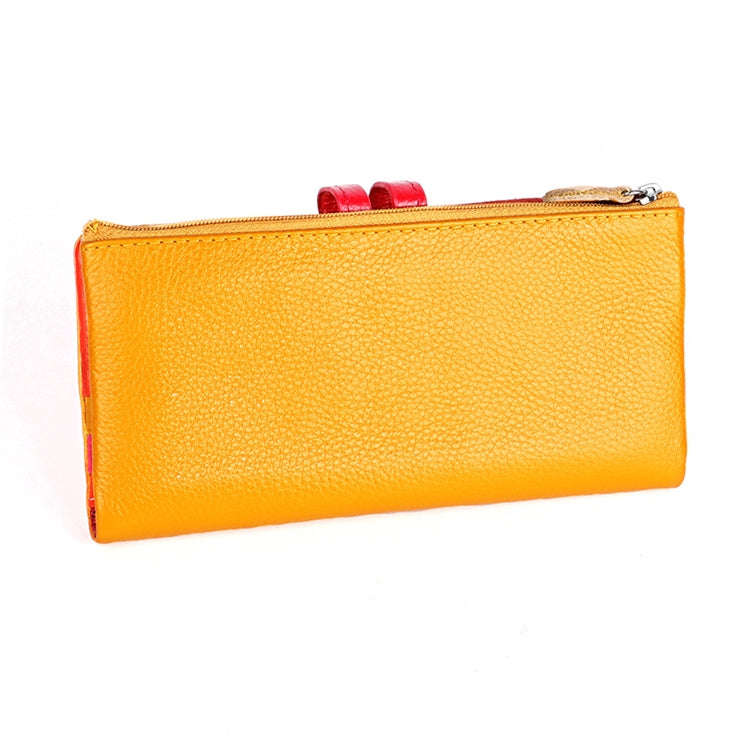3572 Litchi Texture Leather Zipper Lady Wallet Large-capacity Purse(Yellow)