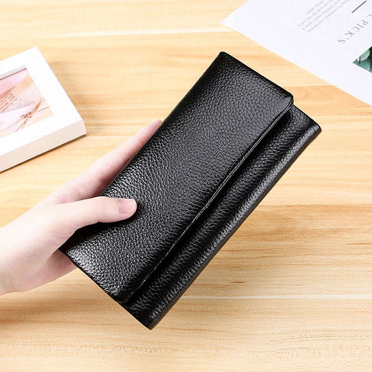 3591C Multi-function Litchi Texture Leather Wallet Large-capacity Purse(Black)