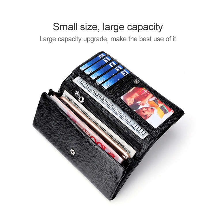 3591C Multi-function Litchi Texture Leather Wallet Large-capacity Purse(Black)