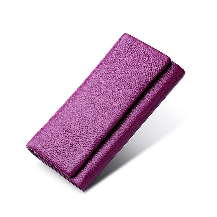 3591C Multi-function Litchi Texture Leather Wallet Large-capacity Purse(Purple)