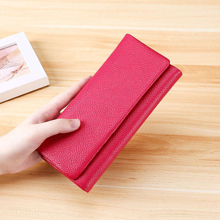 3591C Multi-function Litchi Texture Leather Wallet Large-capacity Purse(Red)