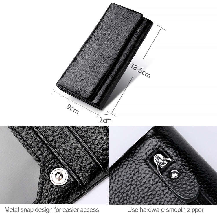 3591C Multi-function Litchi Texture Leather Wallet Large-capacity Purse(Red)