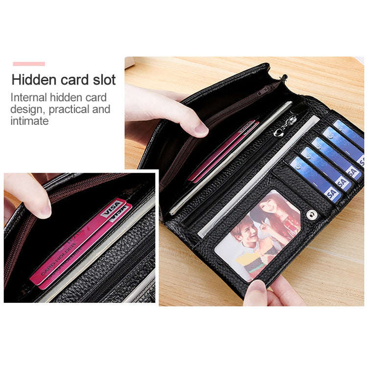 3591C Multi-function Litchi Texture Leather Wallet Large-capacity Purse(Red)
