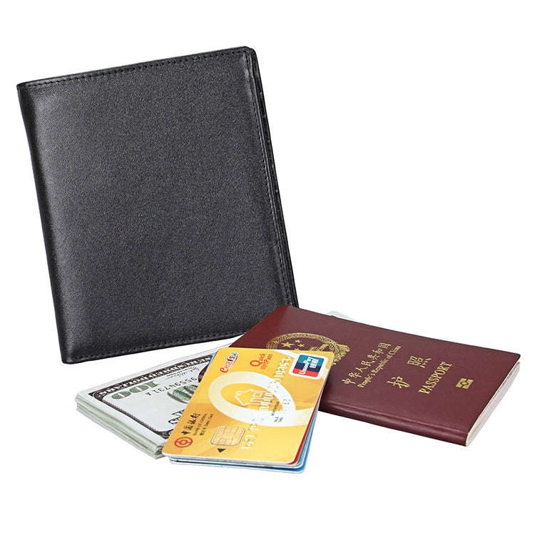 8235 Antimagnetic RFID Multi-function Crazy Horse Texture Leather Wallet Passport Bag(Black)