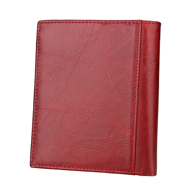 8235 Antimagnetic RFID Multi-function Crazy Horse Texture Leather Wallet Passport Bag(Red)