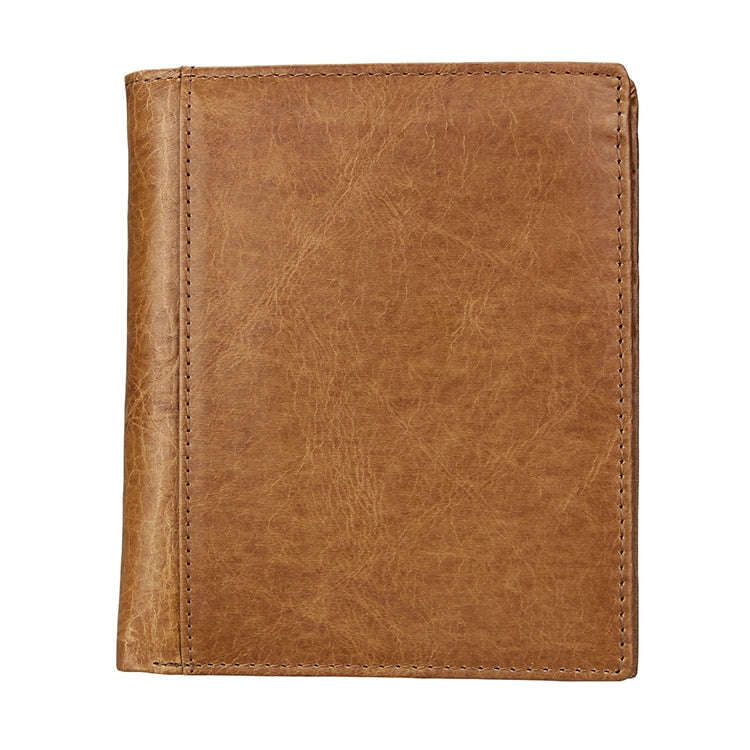 8235 Antimagnetic RFID Multi-function Crazy Horse Texture Leather Wallet Passport Bag(Yellowish-b...