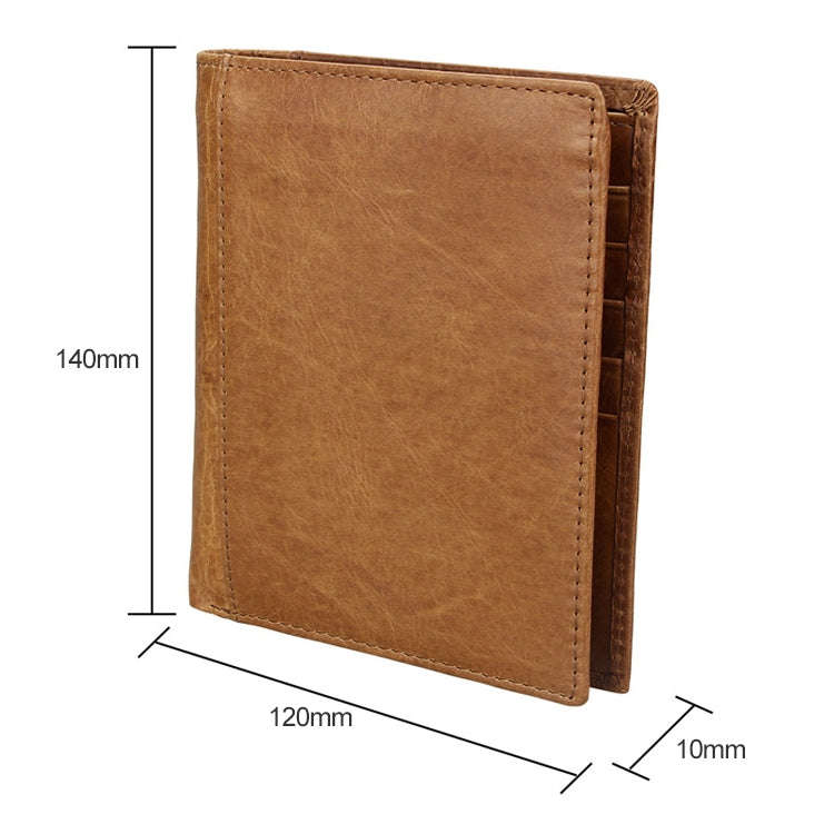 8235 Antimagnetic RFID Multi-function Crazy Horse Texture Leather Wallet Passport Bag(Yellowish-b...