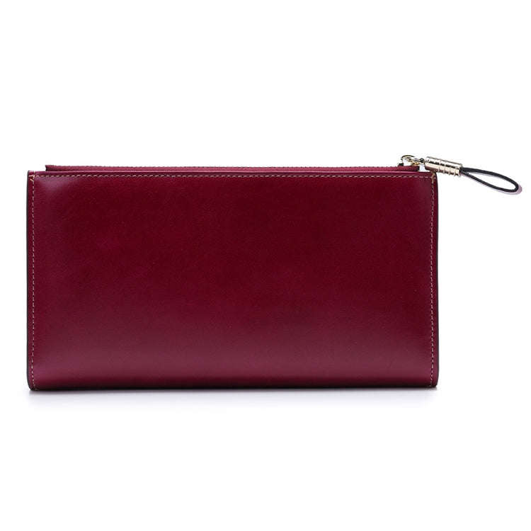 8236 Antimagnetic RFID Multi-function Oil Wax Leather Lady Wallet Large-capacity Purse (Purple)