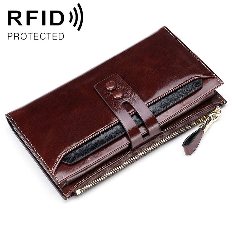 8239 Antimagnetic RFID Multi-function Leather Lady Wallet Large-capacity Purse with Detachable Ca...